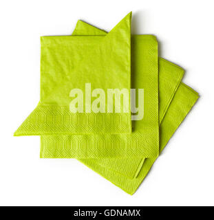 green paper napkins isolated on white background Stock Photo