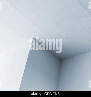 Abstract architecture background, white interior fragment with dark corner, blue toned square photo Stock Photo