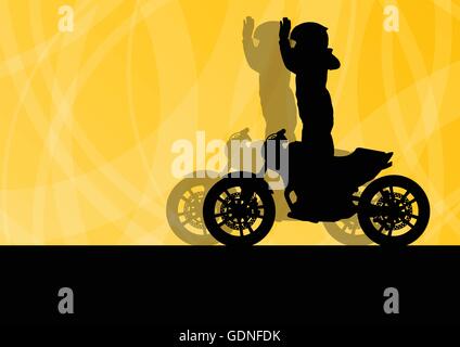 Motorcycle performance extreme stunt driver man vector background concept Stock Vector