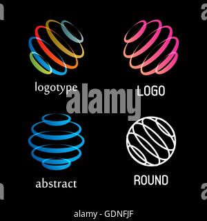 Isolated abstract colorful round shape vector logo set. Rings elements logotypes collection. Spinning spirals icons group. Hurricane, tornado vector illustrations. Kids whirligig logotypes. Stock Vector