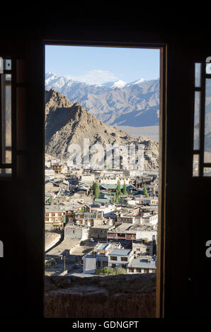 rooves of town from Leh Palace, Leh, Ladakh,  Jammu and Kashmir, India. Stock Photo