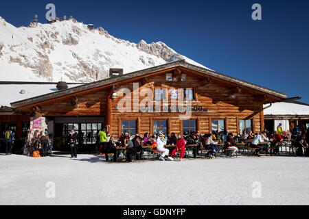 geography / travel, Germany, Bavaria, Zugspitze, Zugspitzplatt, Sonn Alpin (2600 m), restaurant, Additional-Rights-Clearance-Info-Not-Available Stock Photo