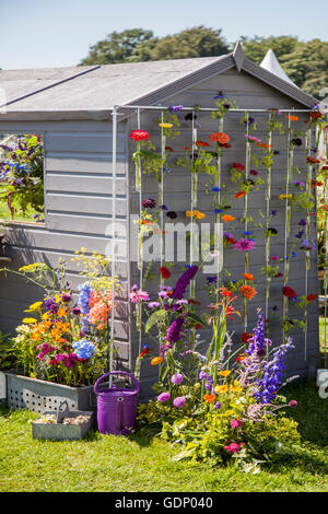 Garden centre sheds& pots at RHS Royal Horticulutral Society 2016 Flower Show at Tatton PARK, Knutsford, UK Stock Photo