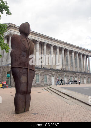 Iron:Man statue located in Victoria Square, and Birmingham Town Hall. Stock Photo