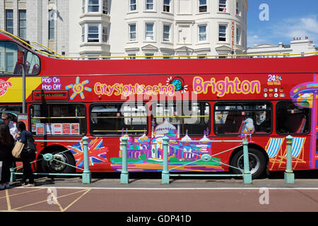 A city sightseeing bus in Brighton in the south of England. Stock Photo