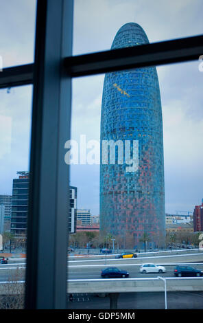 Glòries tower, former Agbar Tower (142 m. ) by Jean Nouvel, Barcelona, spain Stock Photo