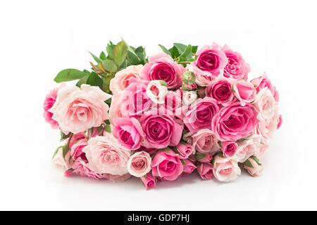 Bouquet pink roses isolated on white background Stock Photo - Alamy