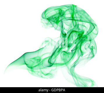 green smoke on the white background. Stock Photo