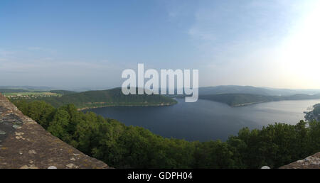 Panoramic view over the Edersee in Northern Hesse, Germany, looking from castle Waldeck. Stock Photo