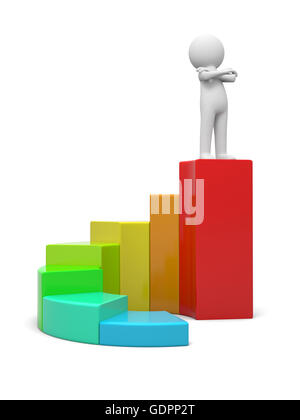 3d man standing on colorful business graph Stock Photo