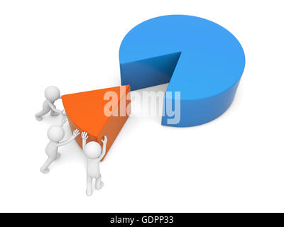3d people putting together the pie chart Stock Photo