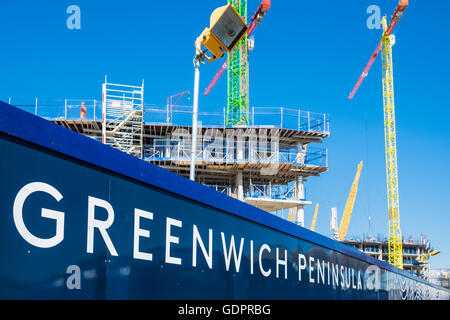 Greenwich Peninsular riverside construction, North Greenwich, London, England, U.K. Stock Photo