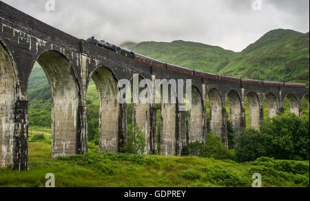 The Jacobite steam train on its to  Mallaig on west coast of Scotland Stock Photo