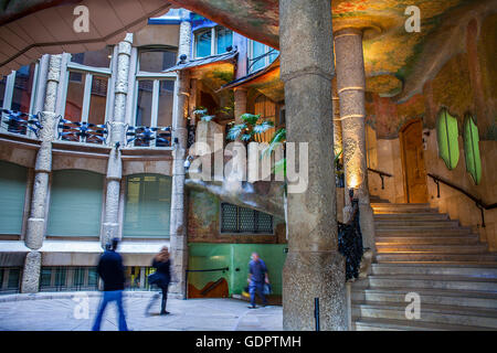 inner courtyard, Casa Mila, La Pedrera, Barcelona, Catalonia, Spain Stock Photo