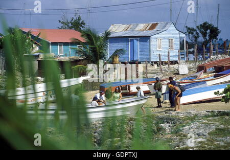the Village of  Bayahibe in the Dominican Republic in the Caribbean Sea in Latin America. Stock Photo
