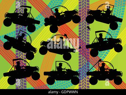 Quad bike silhouette vector background for poster Stock Vector