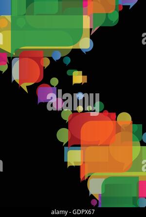 America continent world map made of colorful speech bubbles Stock Vector