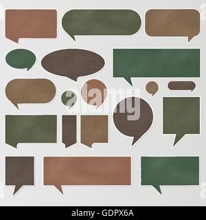 Chalkboard speech bubbles and balloons illustration collection background vector Stock Vector