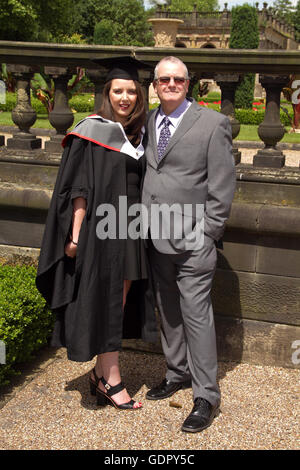 Daughter and proud father on her graduation day Stock Photo