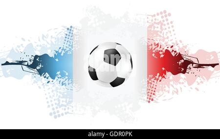European Football Championship in France, grunge splash background. Vector Euro sport design, France flag colors Stock Vector