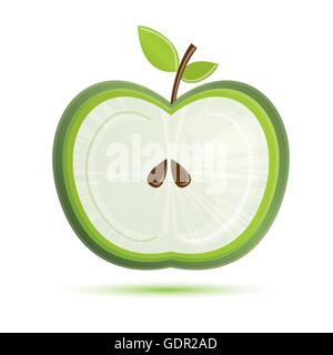 Green Apple Isolated on White Background. Vector Illustration Stock Vector