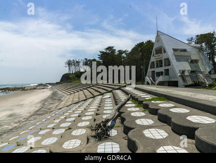 Abandoned marine house in the highly contaminated area after the daiichi nuclear power plant irradiation and the tsunami, Fukushima prefecture, Futaba, Japan Stock Photo