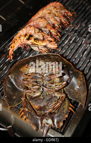 Thailand Street Food - Mangrove Horseshoe Crab Carcinoscorpius rotundicauda Stock Photo