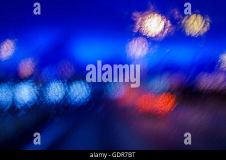 Headlights and streetlights at night, Reykjavik, Iceland Stock Photo