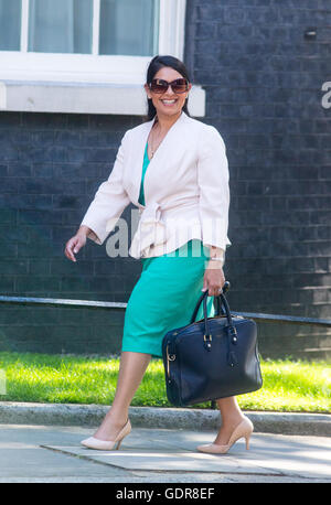 Priti Patel,Secretary of State for International Development,arrives for her firstcabinet meeting with Theresa May Stock Photo