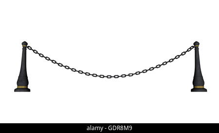 Two metal bollards and chain between them Stock Photo - Alamy