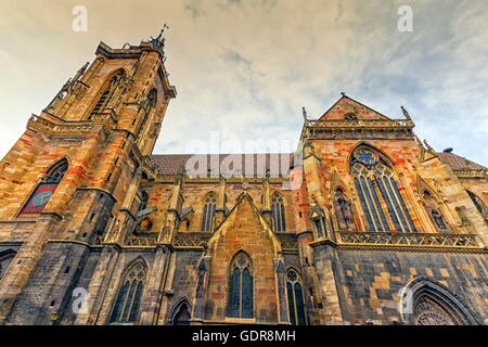 Side of gothic Saint Martin's Church in Colmar, France Stock Photo