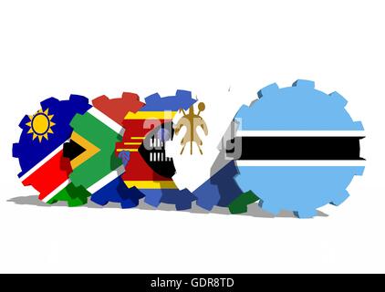 Southern African Customs Union members national flags Stock Photo