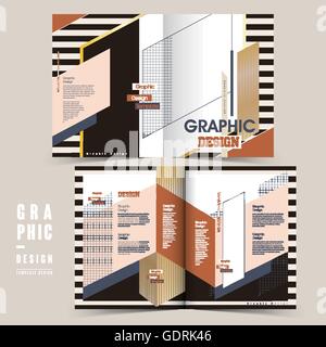 modern bi-fold brochure template design with geometric patterns Stock Vector
