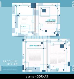 simplicity bi-fold brochure template design with squares elements Stock Vector