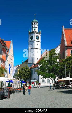 geography / travel, Germany, Baden-Wuerttemberg, Ravensburg, Blaserturm, Marienplatz, Waaghaus, Additional-Rights-Clearance-Info-Not-Available Stock Photo