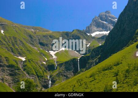 geography / travel, Germany, Bavaria, landscapes, Alps, Traufbachtal, near Oberstdorf, Oefnerspitze (mount), Additional-Rights-Clearance-Info-Not-Available Stock Photo