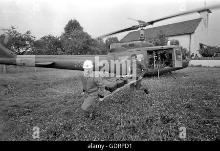 Rescue mission by helicopter near Munich, 1978 Stock Photo