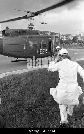 Rescue mission by helicopter near Munich, 1975 Stock Photo