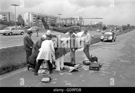 Rescue mission by helicopter near Munich, 1971 Stock Photo