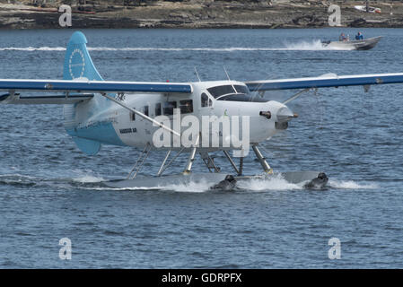 Harbour Air Float Plane  about to depart Nanaimo landing stage for Vancouver  BC Canada.  SCO 10,747. Stock Photo