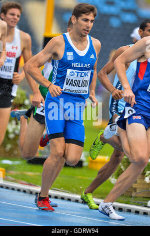 Bydgoszcz, Poland. 19th July, 2016. Aggelos Vasiliou of Greece in the mens 1500m heats during the morning session on day 1 of the IAAF World Junior Championships at Zawisza Stadium on July 19, 2016 in Bydgoszcz, Poland. Credit:  Roger Sedres/Alamy Live News Stock Photo