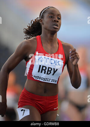 Bydgoszcz, Poland. 19th July, 2016. Lynna Irby of the USA in the heats of the women's 400m during the afternoon session on day 1 of the IAAF World Junior Championships at Zawisza Stadium on July 19, 2016 in Bydgoszcz, Poland. Credit:  Roger Sedres/Alamy Live News Stock Photo
