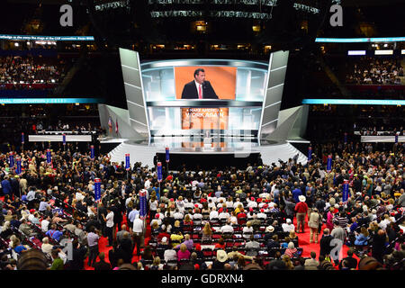 Cleveland, Ohio, USA. 19th July, 2016.           the 2016 Republican National Convention to oder at the Quicken Loans Arena in Cleveland, Ohio on Monday, July 18, 2016.Credit: Ron Sachs/CNP. © Ron Sachs/CNP/ZUMA Wire/Alamy Live News Stock Photo