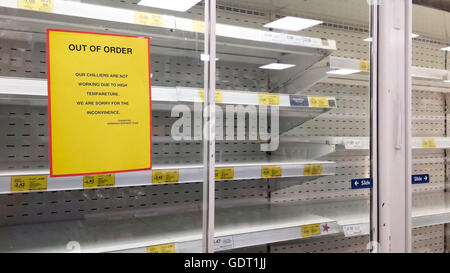 Empty Freezer Cabinets In A Tesco Store In Surrey Uk Due To Panic