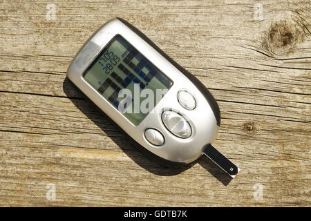 A digital blood testing machine that is used by people who have diabetes.  It reads 24.6. Stock Photo