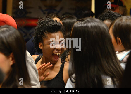 Student enjoys the CU International Festival at University of Colorado, Boulder Stock Photo