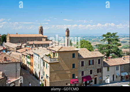 Sight of Tuscan town Montalcino, view from the fort above, Tuscany, Italy, province Siena Stock Photo