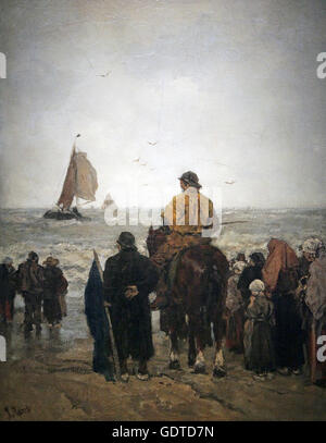 Arrival of the Boats 1884 by painter Jacob Maris 1837-1899 Stock Photo
