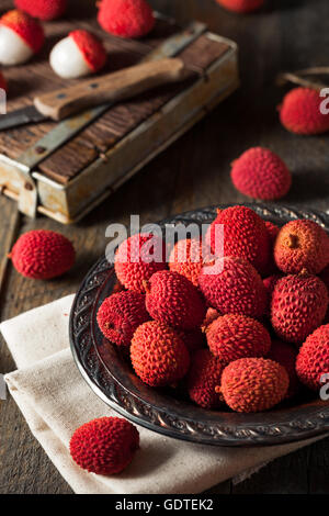 Raw Organic Red Lychee Berries Ready to Eat Stock Photo