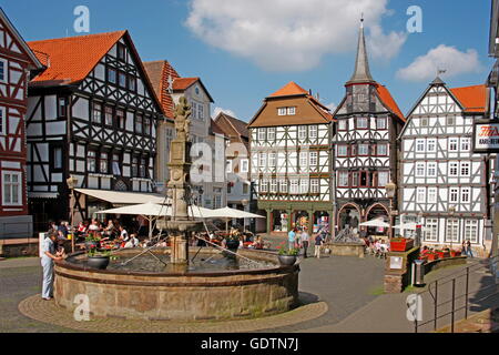 geography / travel, Germany, Hesse, Fritzlar, squares, marketplace, fountain, Stock Photo